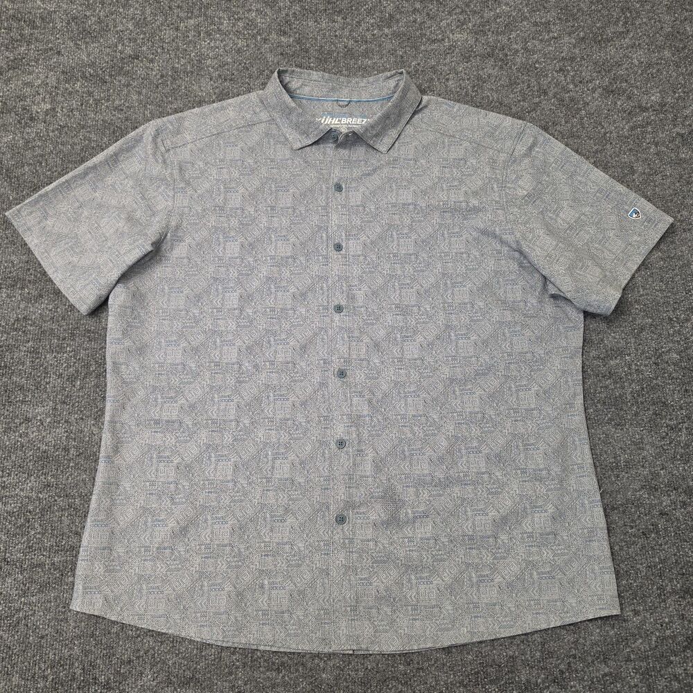 Kuhl Breeze Short Sleeve Geometric Button Up Shirt Men's Sz XL Lightweight